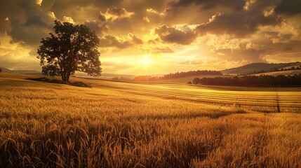 Fototapeta premium Golden field wallpaper