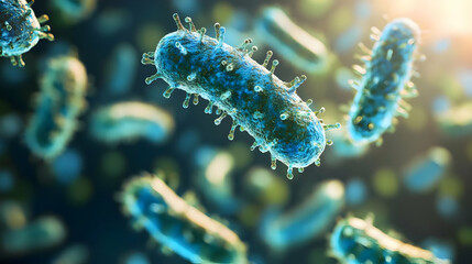 Fototapeta premium Microscopic Bacteria Close Up D Render Illustration