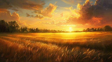 Fototapeta premium golden field wallpaper
