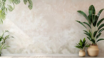 Tropical Oasis Wall Mural, vibrant tall trees create a serene ambiance, enhancing interior spaces with an inviting, lush atmosphere and a textured backdrop.