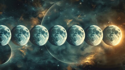 Naklejka premium Moon phase wallpaper