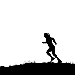 High details of sky running silhouette. Hiking sport. Fit for element design, background, banner, backdrop, cover, logotype. Isolated on black background. Vector Eps 10