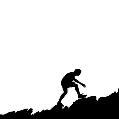 High details of sky running silhouette. Hiking sport. Fit for element design, background, banner, backdrop, cover, logotype. Isolated on black background. Vector Eps 10