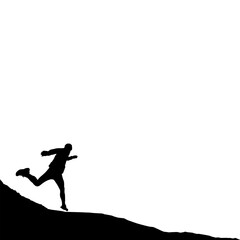 High details of sky running silhouette. Hiking sport. Fit for element design, background, banner, backdrop, cover, logotype. Isolated on black background. Vector Eps 10