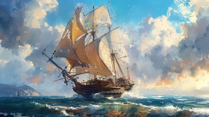 Fototapeta premium ship sailing wallpaper