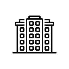 Black line icon for hotel