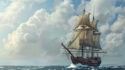 Fototapeta premium Sailing boat wallpaper