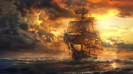 Obraz premium Sailing boat wallpaper