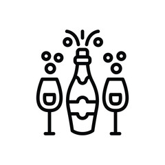 Black line icon for champagne