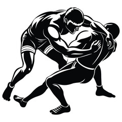 Wrestling Silhouette Vector, Wrestling logo vector template Illustration symbol
