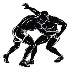 Wrestling Silhouette Vector, Wrestling logo vector template Illustration symbol