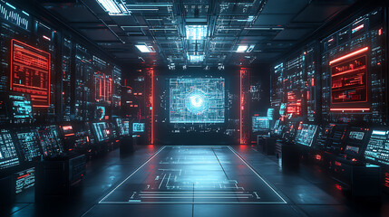 Futuristic data lab with utmost top tier technology