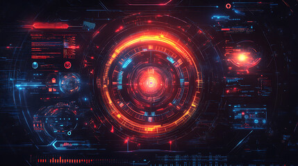 Obraz premium Futuristic round glowing HUD elements. Artificial intelligence.