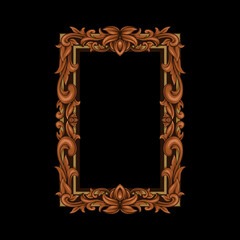 elegant vintage engraved ornament frame with leaves
