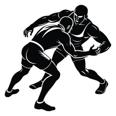 Wrestling Silhouette Vector, Wrestling logo vector template Illustration symbol