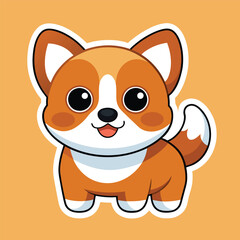 cute kawaii dog sticker vector illustration, cute funny dog sticker