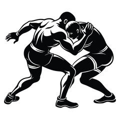 Fototapeta premium Wrestling Silhouette Vector, Wrestling logo vector template Illustration symbol