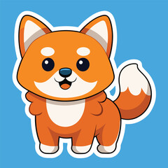 cute kawaii dog sticker vector illustration, cute funny dog sticker