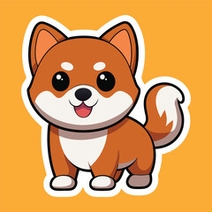 cute kawaii dog sticker vector illustration, cute funny dog sticker