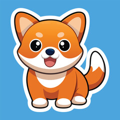 cute kawaii dog sticker vector illustration, cute funny dog sticker