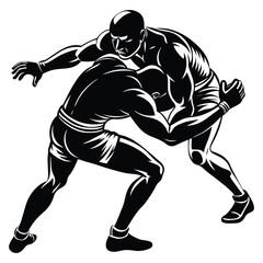 Wrestling Silhouette Vector, Wrestling logo vector template Illustration symbol