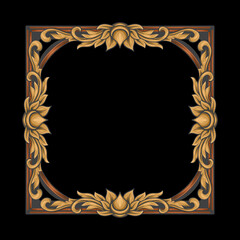 elegant vintage engraved ornament frame with leaves