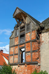 A dilapidated old German house.