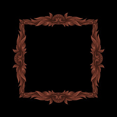 elegant vintage engraved ornament frame with leavesMobile