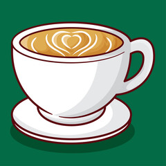 Cappuccino Coffee in White Cup Cartoon Vector Icon Illustration. Food And Breakfast Object Icon Concept