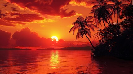 Tropical sunset wallpaper