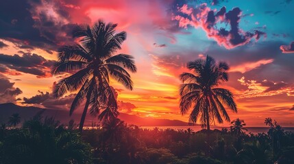 Tropical sunset wallpaper