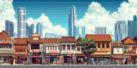 Pixel art of cityscape, generative AI