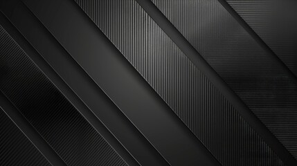 Fototapeta premium A sleek, modern abstract design featuring diagonal lines and textures in shades of black.