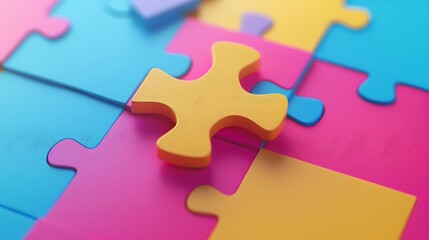 Obraz premium Bright toy puzzle with engaging pieces isolated on colorful background
