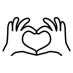 Love, hand making heart icon in thin line style vector illustration graphic design