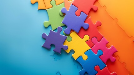 Obraz premium Educational toy puzzle with colorful pieces isolated on colorful background