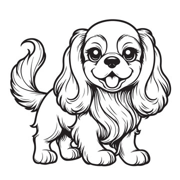 recommend clip art: Line art of Cavalier King Charles Spaniel Dog smiling vector