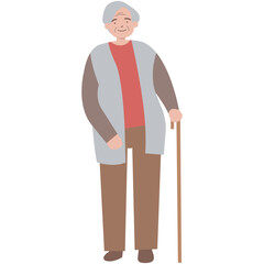 Elderly People Cartoon Character. Flat Vector Illustration Isolated on White Background