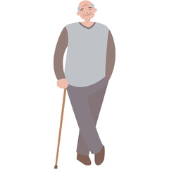Elderly People Cartoon Character. Flat Vector Illustration Isolated on White Background
