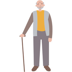 Elderly People Cartoon Character. Flat Vector Illustration Isolated on White Background