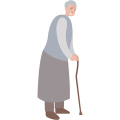 Elderly People Cartoon Character. Flat Vector Illustration Isolated on White Background