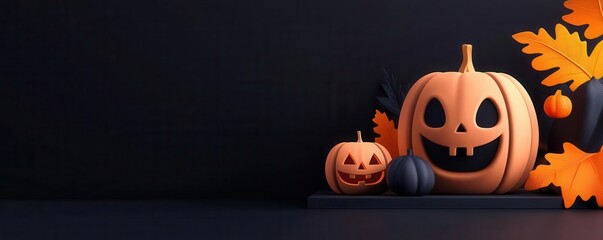Halloween-inspired branding session, business team with creative spooky concepts, 3D illustration