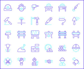 Set of Labor Day and industry Icons line style. Contains such Icons as engineer, architect, service, job, worker, factory, builder, labour, employee, helmet And Other Elements.
