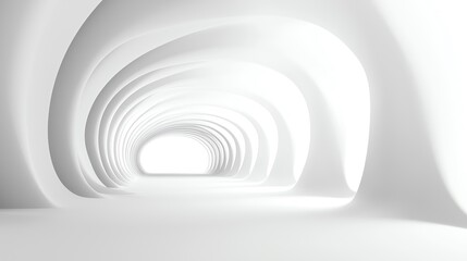 Obraz premium Abstract white tunnel with light at the end.