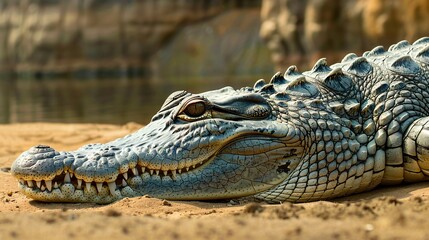 Obraz premium A reptile is anticipating its next meal.