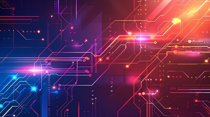 Abstract Technology Background with Circuitry and Glowing Lights