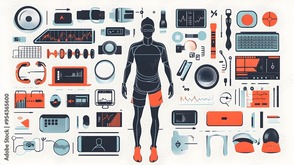 Poster graphic depicting the internet of things for running accessories including smart apparel with embedd
