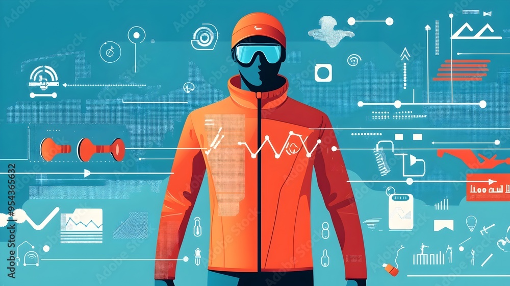 Poster graphic depicting the internet of things for running and fitness accessories including smart apparel
