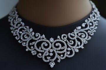Contemporary choker diamond necklace with exquisite designs. Generative Ai