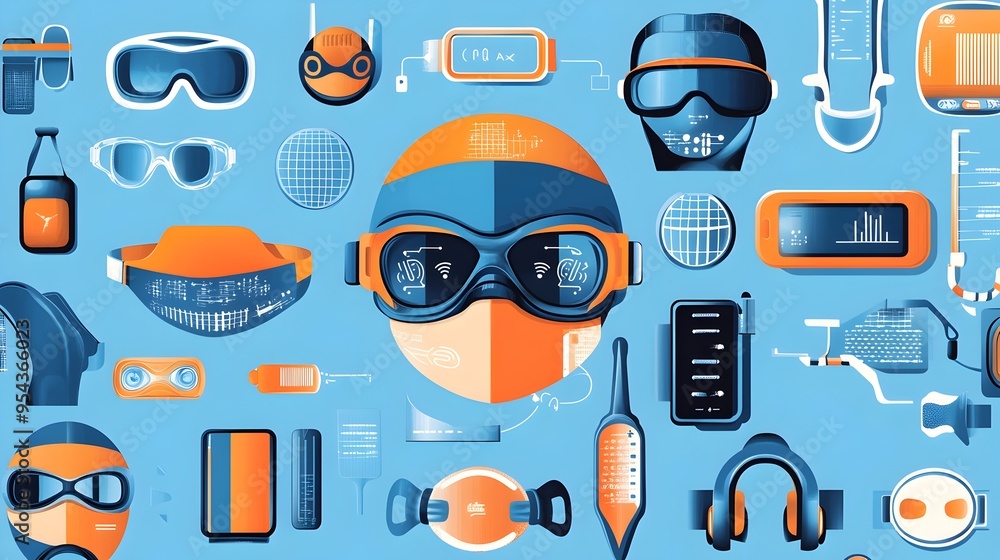 Poster a graphic depicting the of internet of things iot technology into modern swimming gear featuring sma